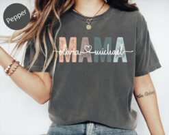 personalized mama shirt with children names custom t shirt for mothers day cute mom life tee comfort colors 1zgnh