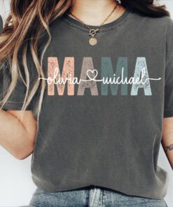 personalized mama shirt with children names custom t shirt for mothers day cute mom life tee comfort colors 1zgnh