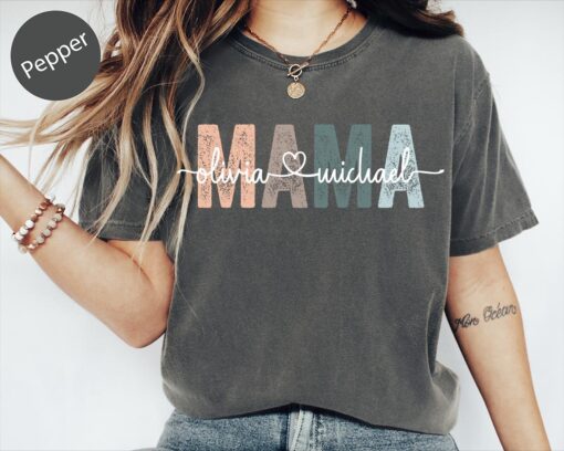 personalized mama shirt with children names custom t shirt for mothers day cute mom life tee comfort colors 1zgnh