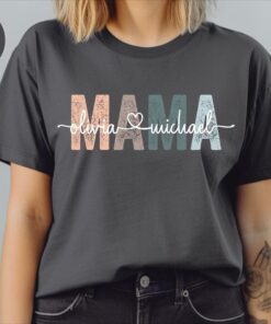 personalized mama shirt with children names custom t shirt for mothers day cute mom life tee comfort colors uovip