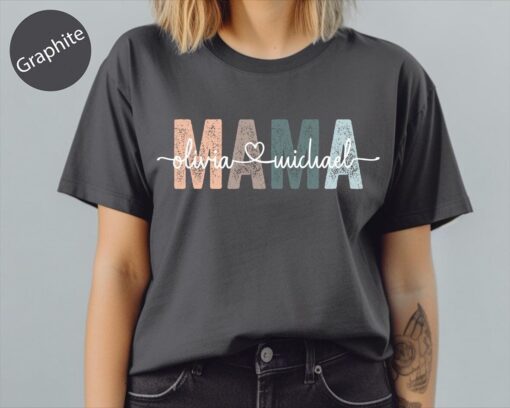 personalized mama shirt with children names custom t shirt for mothers day cute mom life tee comfort colors uovip