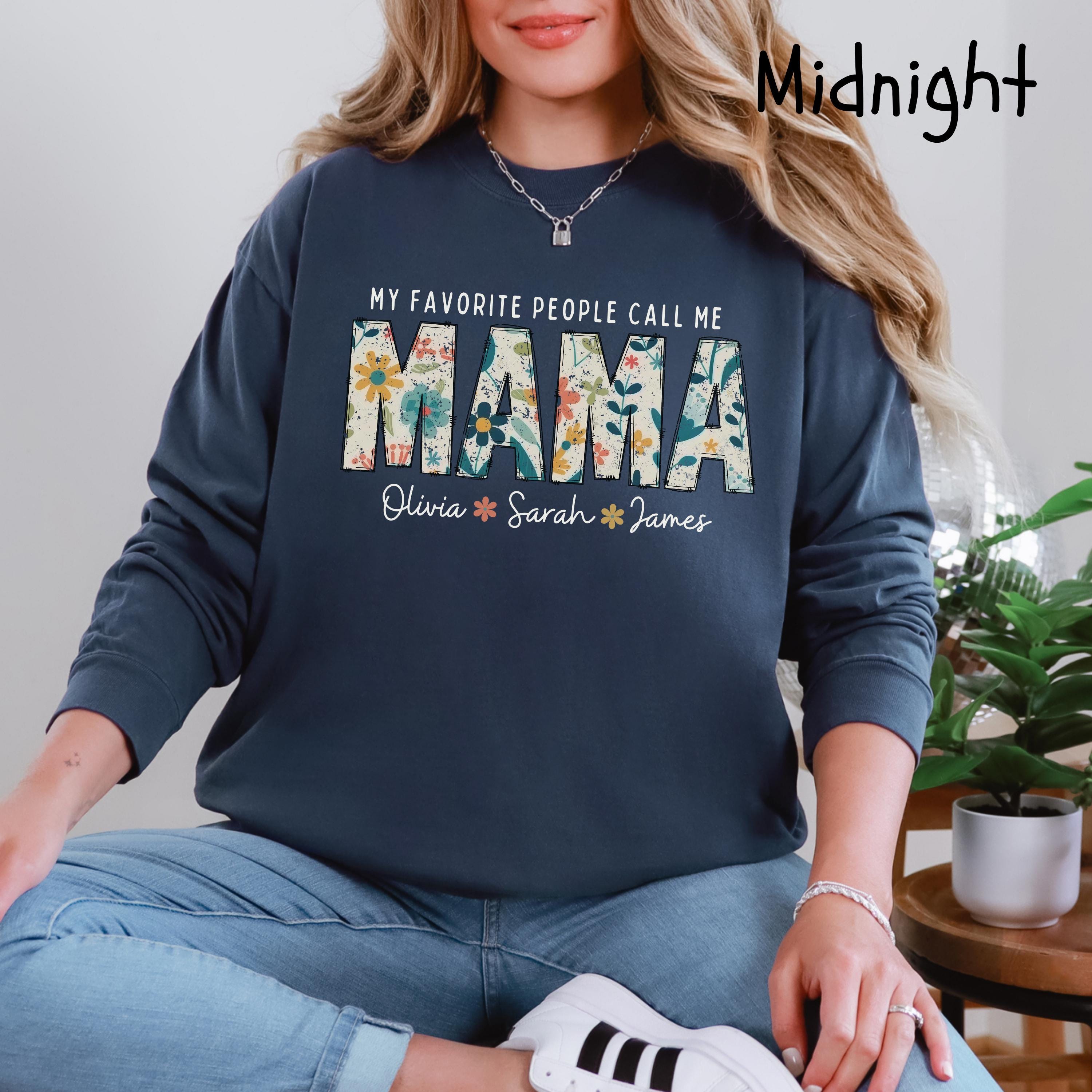 personalized mama shirt with kids name floral long sleeve design custom comfort colors t shirt for moms nbuic scaled