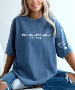 personalized mama shirt with kids name on sleeve for new moms mothers day gift custom mom life t shirt ncwly