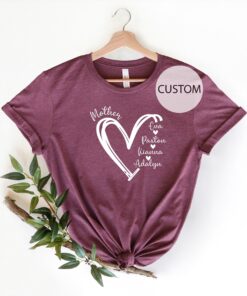 personalized mama shirt with kids names custom mom heart shirt unique mothers day gift for mom or grandma hl571