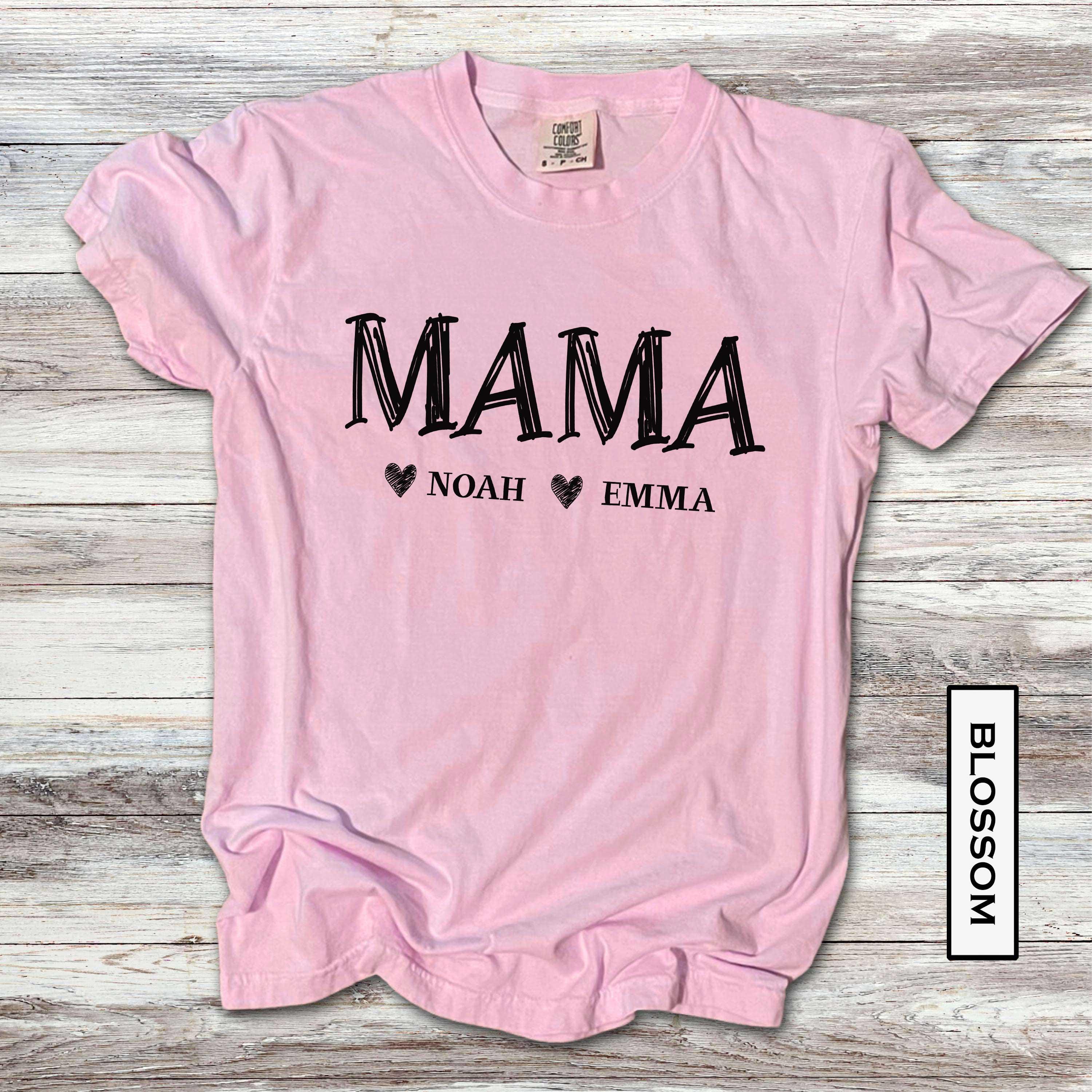 personalized mama shirt with kids names custom mothers day gift cute mom life t shirt for moms who love their children 8t4wo scaled