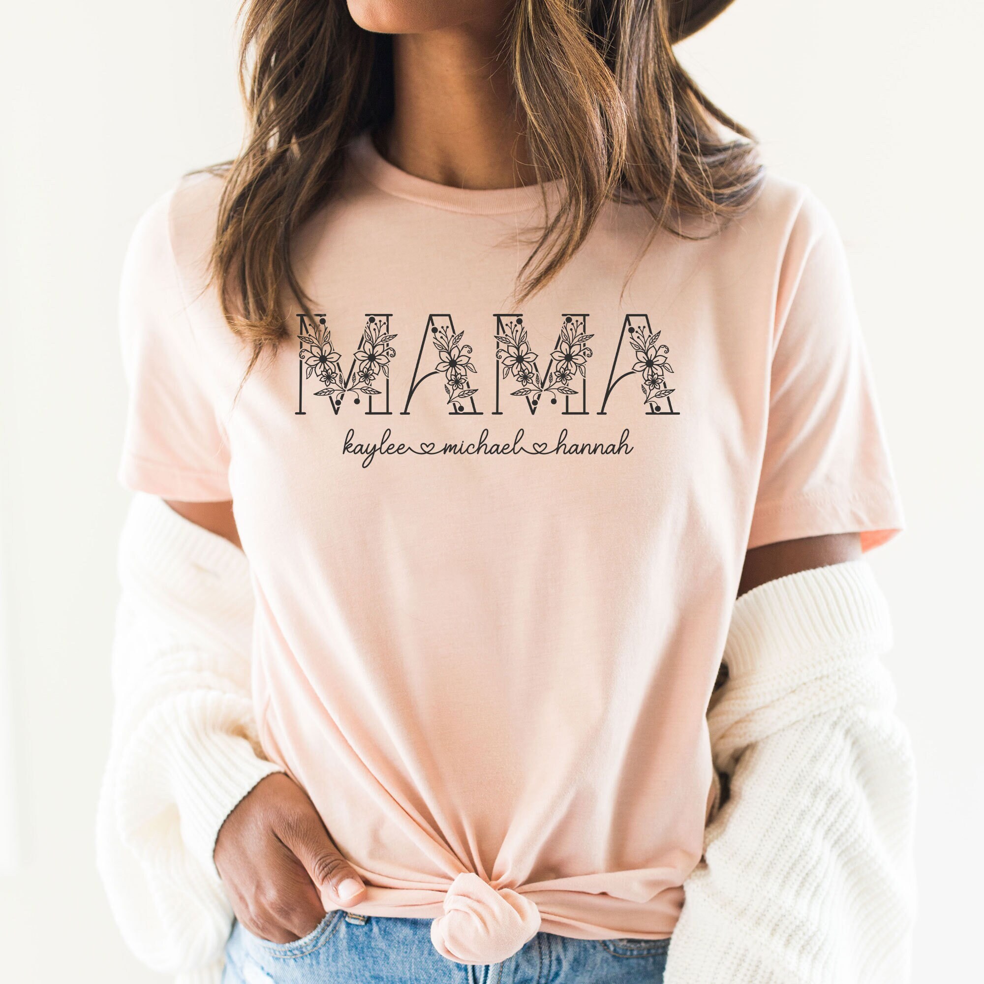 personalized mama shirt with kids names custom mothers day shirt unique mom gift from kids and daughters sea9i