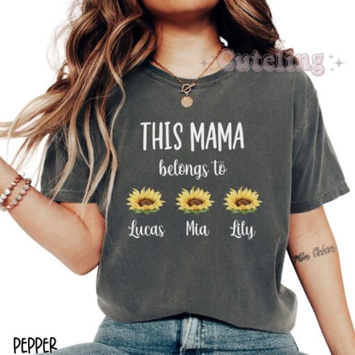 personalized mama shirt with kids names custom sunflower tee for new moms ideal mothers day gift cute mom t shirt e6yod