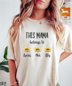 personalized mama shirt with kids names custom sunflower tee for new moms mothers day gift cute mom life shirt m1uni