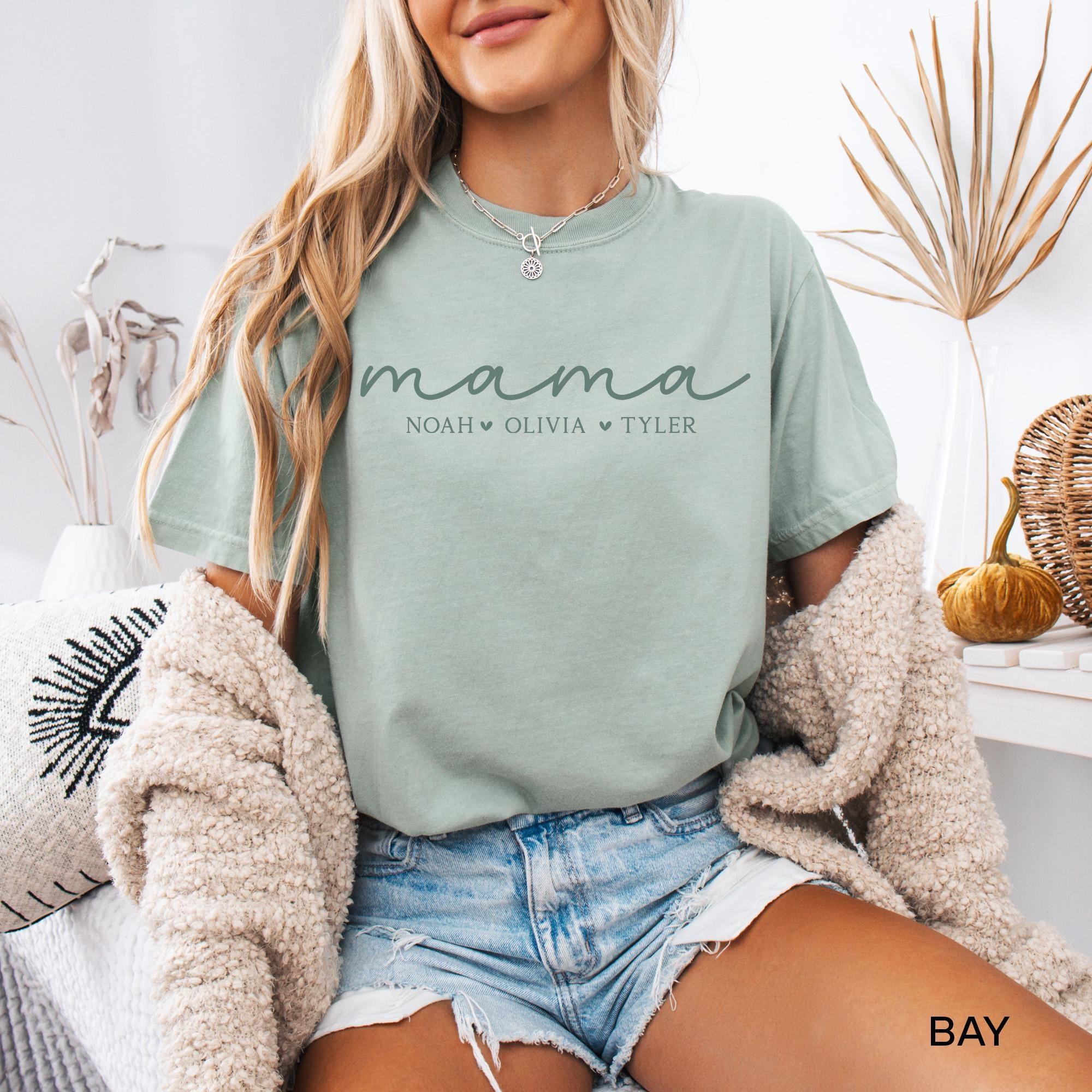 personalized mama shirt with kids names cute mama t shirt for mothers day best mom ever gift unique mom life tee wju87