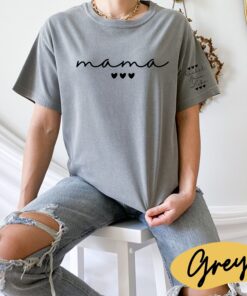 personalized mama shirt with kids names on sleeve custom mothers day t shirt unique gift for new moms and moms life pmudy