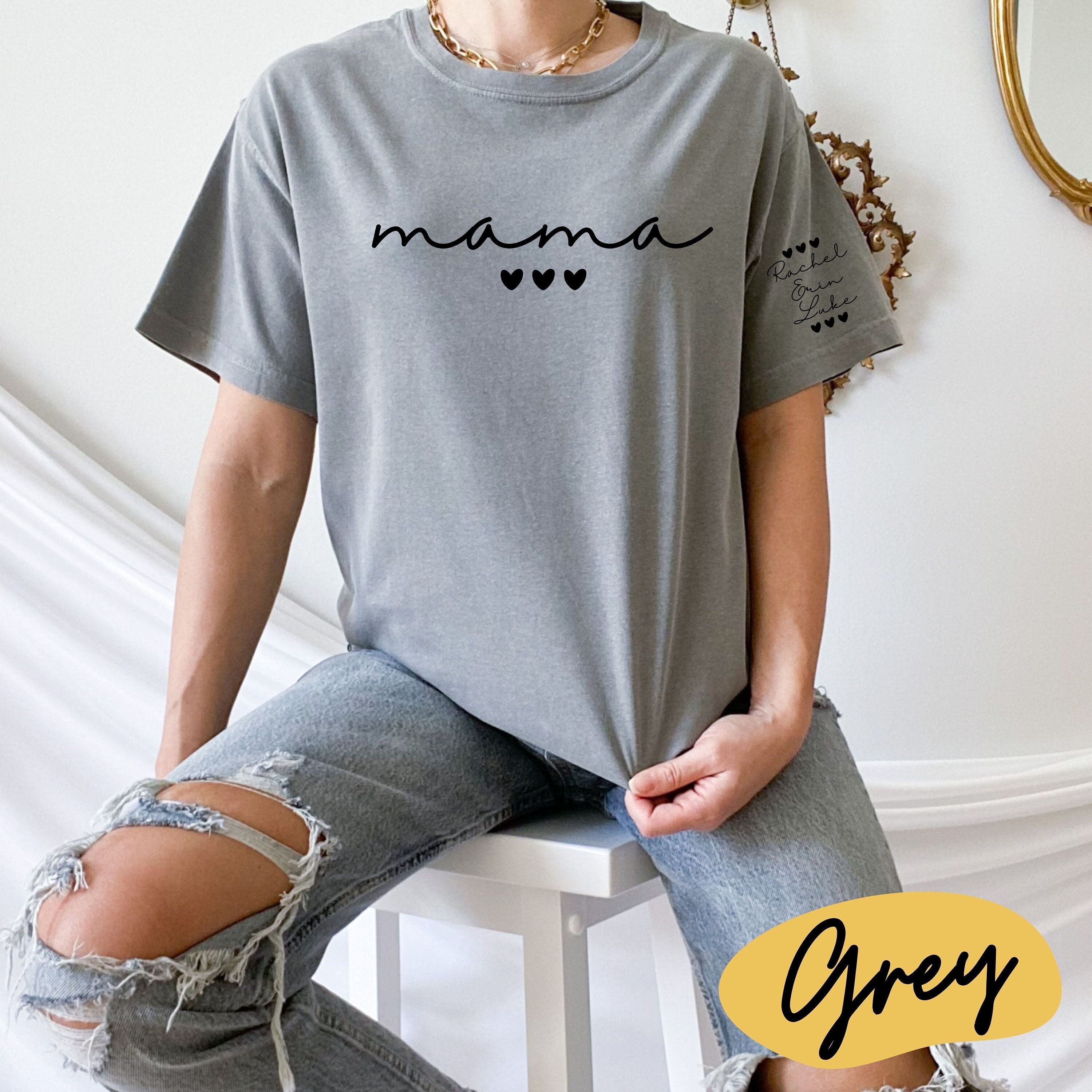 personalized mama shirt with kids names on sleeve custom mothers day t shirt unique gift for new moms and moms life pmudy scaled