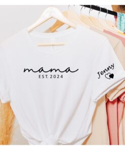 personalized mama shirt with kids names on sleeve for mothers day pregnancy announcement new mom gifts ky2oh