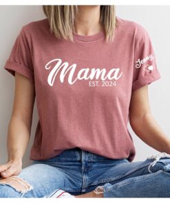 personalized mama shirt with kids names on sleeve for new moms pregnancy announcement mothers day gift tokfh