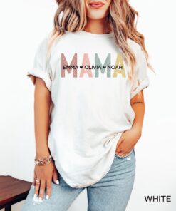 personalized mama shirt with kids names retro design custom mom t shirt for mothers day birthday gifts p27ny