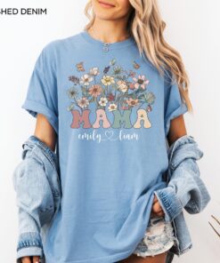 personalized mama shirt with kids names wildflowers t shirt custom mothers day gift cute mom life shirt rz8ea