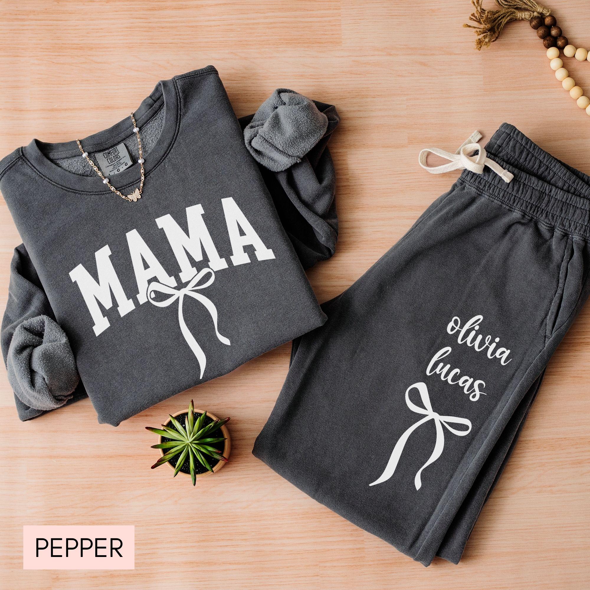 personalized mama sweatshirt and sweatpants set for mothers day custom mom outfit with kid names unique mom life apparel