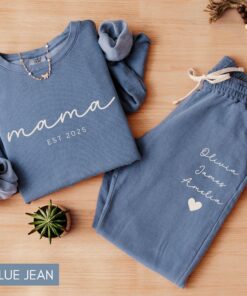 personalized mama sweatshirt and sweatpants set with kid names for mothers day comfortable custom mom outfit xwyhj