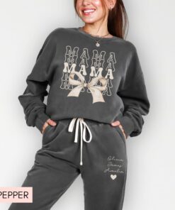 personalized mama sweatshirt and sweatpants set with kids names for mothers day unique mom life outfit ptcaj