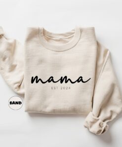 personalized mama sweatshirt custom mom shirt with est date cute new mom outfit for baby announcement happy mothers day tfthz