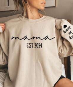 personalized mama sweatshirt with custom names on sleeve cute mama hoodie for mom unique mama crewneck gift ue9yz