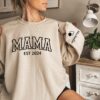 personalized mama sweatshirt with kids name on sleeve for mothers day new mom gift pregnancy announcement xegdk