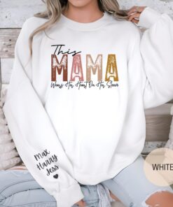 personalized mama sweatshirt with kids names custom heart on sleeve design for mothers day gift and mom life tfwdm