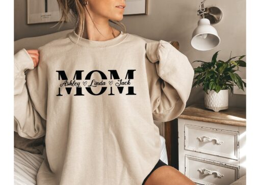 personalized mama sweatshirt with kids names custom mom sweatshirt for mothers day new mom gift unique name sweater s1sp3