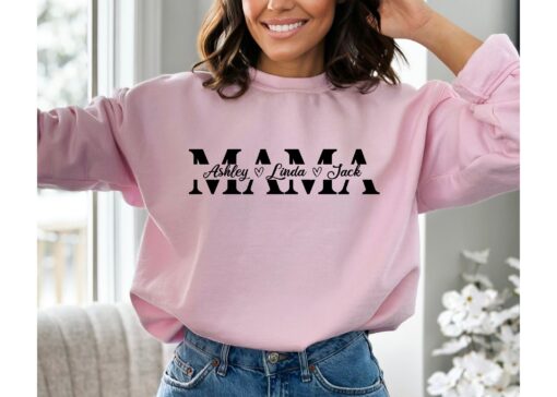 personalized mama sweatshirt with kids names custom mom sweatshirt for mothers day unique new mom gift idea f6nb4