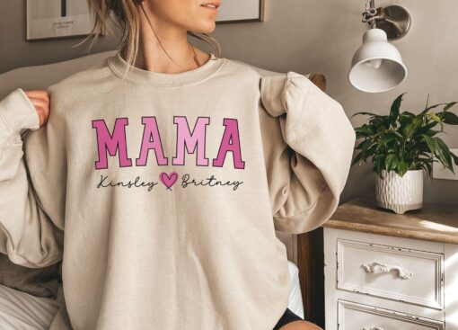 personalized mama sweatshirt with kids names custom mothers day gift unique mom life apparel fkby0