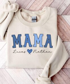 personalized mama sweatshirt with kids names custom mothers day gift unique mom sweatshirt for mom life and family m6dfe