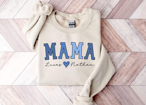 personalized mama sweatshirt with kids names custom mothers day gift unique mom sweatshirt for mom life and family m6dfe