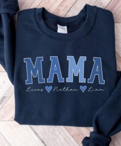 personalized mama sweatshirt with kids names custom mothers day gift unique mom sweatshirt for mom life and family smfo9