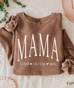 personalized mama sweatshirt with kids names custom mothers day shirt cute mom life crewneck sweater for moms ytvbm