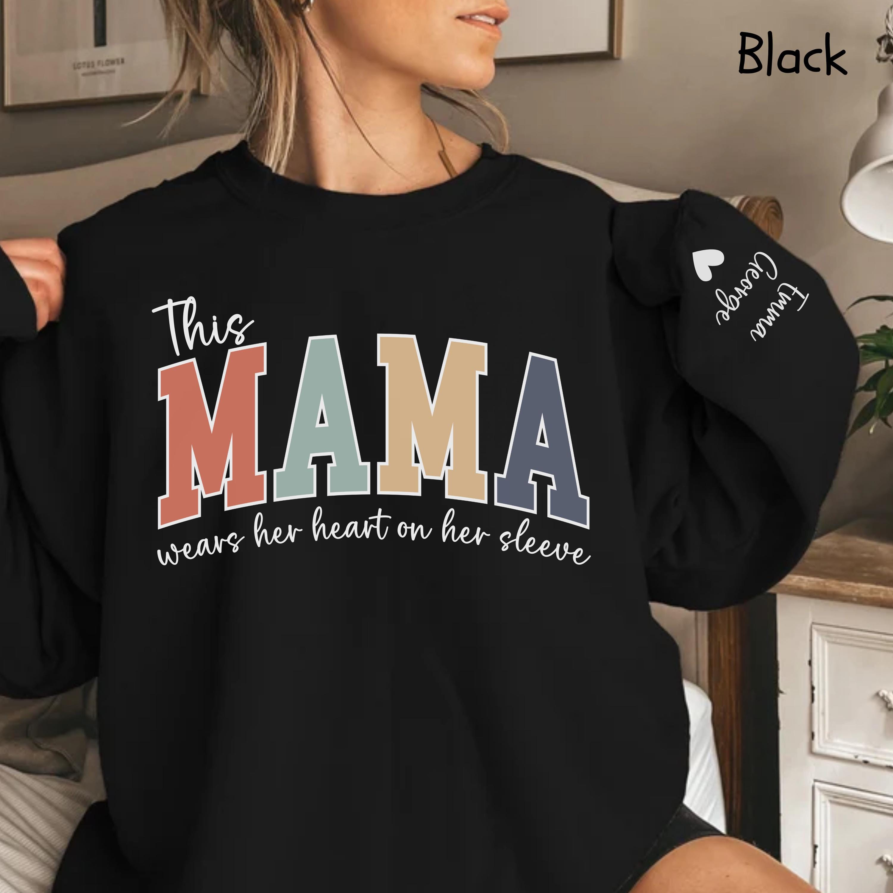 personalized mama sweatshirt with kids names cute mom life shirt for mothers day gifts and custom family apparel yq0r1