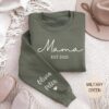 personalized mama sweatshirt with kids names on sleeve custom crewneck for mothers day unique mom gift d4pup