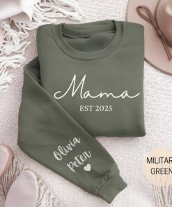 personalized mama sweatshirt with kids names on sleeve custom crewneck for mothers day unique mom gift d4pup