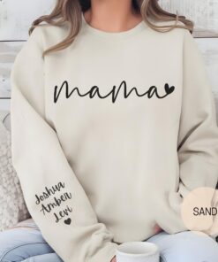 personalized mama sweatshirt with kids names on sleeve custom crewneck for mothers day unique mom gift s3c3i