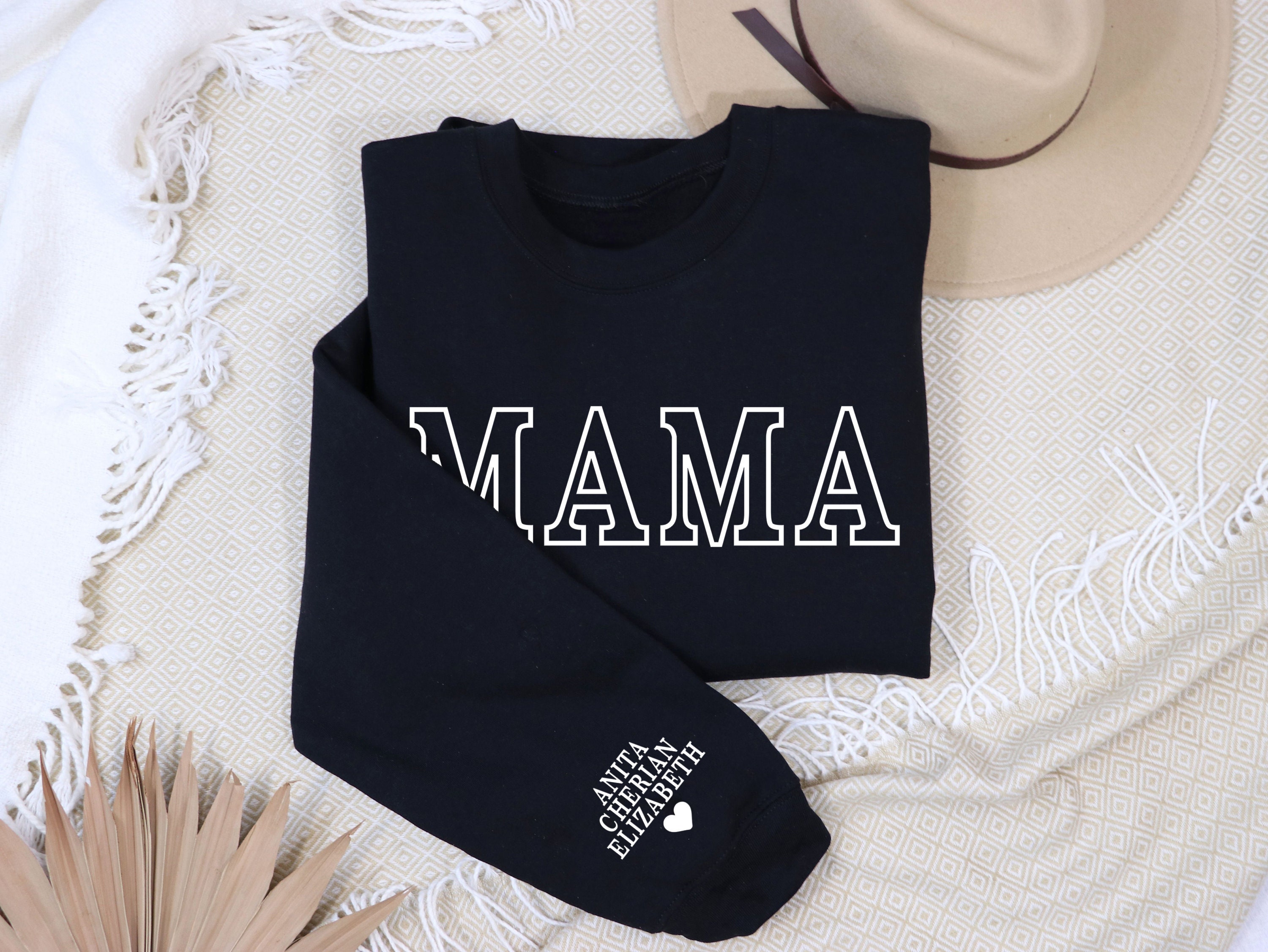 personalized mama sweatshirt with kids names on sleeve custom mom crewneck best mom ever shirt for mothers day wjjzn scaled