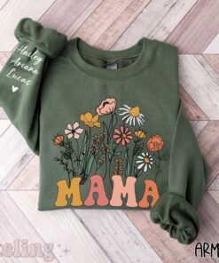 personalized mama sweatshirt with kids names on sleeve for mothers day birthday gift cute mom life apparel 4hglk