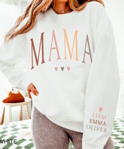 personalized mama sweatshirt with kids names on sleeve for mothers day custom mom shirt unique gift idea zrvdx