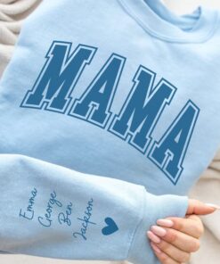 personalized mama sweatshirt with kids names on sleeves cute mom shirt for mothers day unique custom mom gift 6pyz1