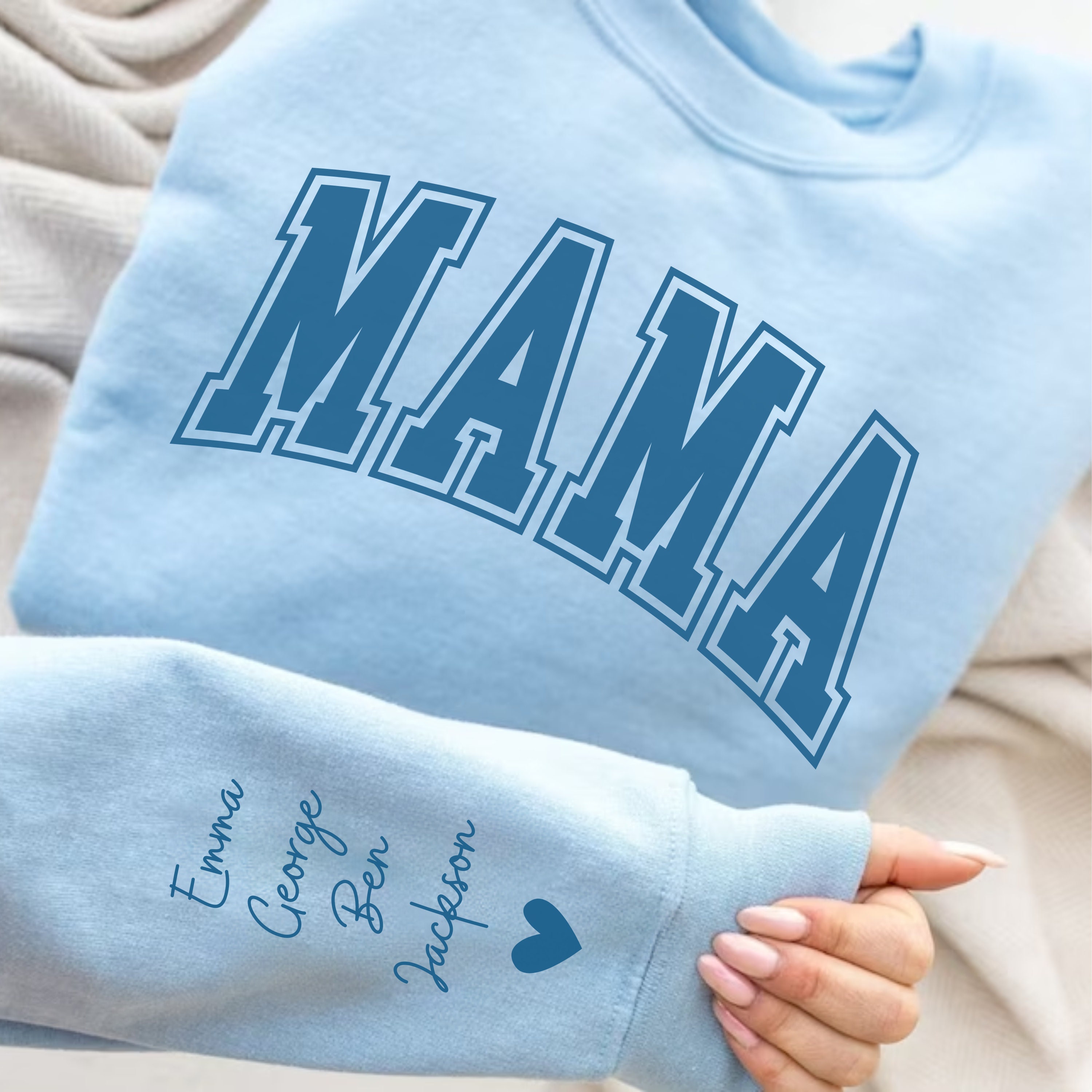 personalized mama sweatshirt with kids names on sleeves cute mom shirt for mothers day unique custom mom gift 6pyz1 scaled