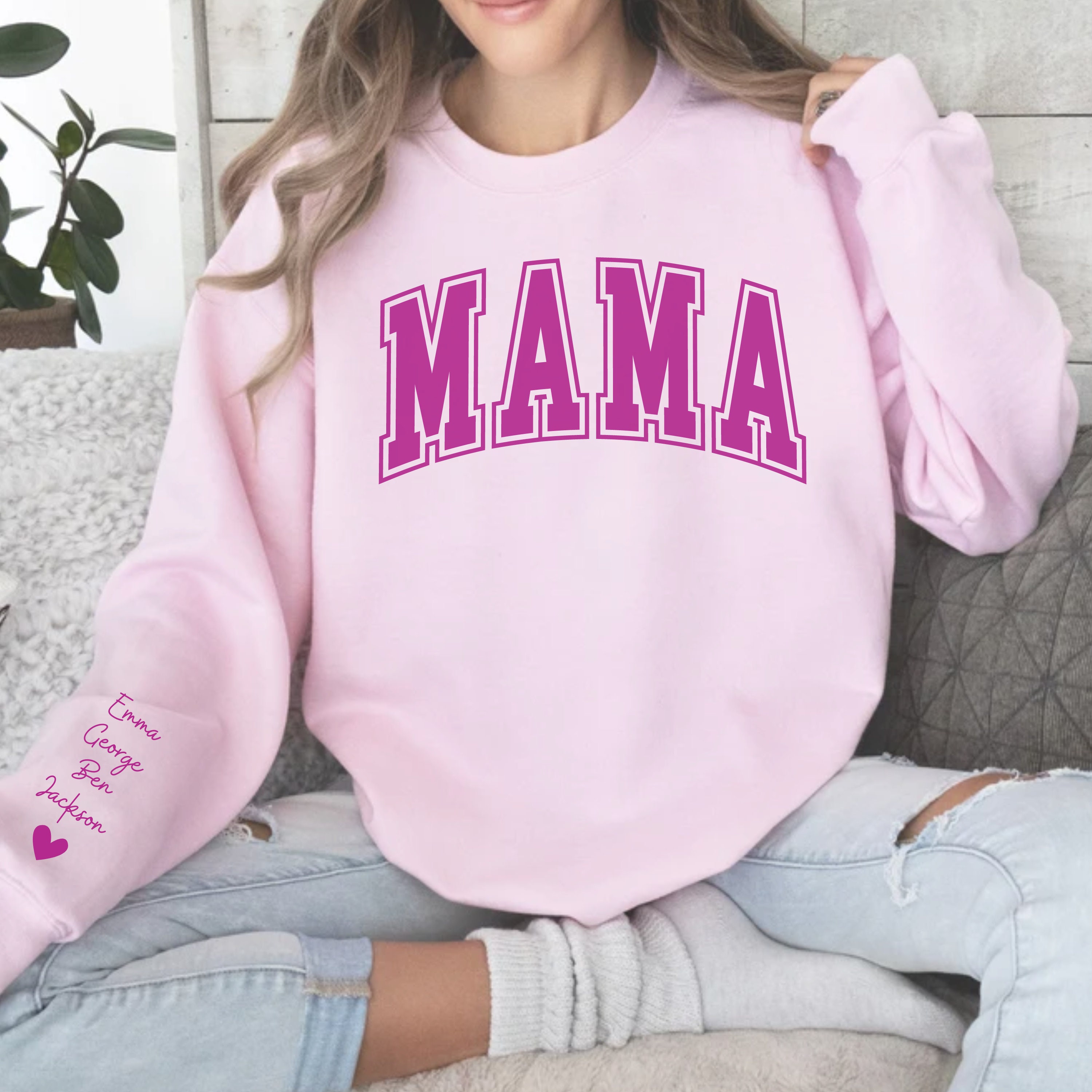 personalized mama sweatshirt with kids names on sleeves cute mom shirt for mothers day unique custom mom gift tuhwl scaled