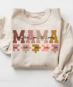 personalized mama sweatshirt with kids names puzzle pieces custom mom shirt for mothers day and mommy birthday bihhr