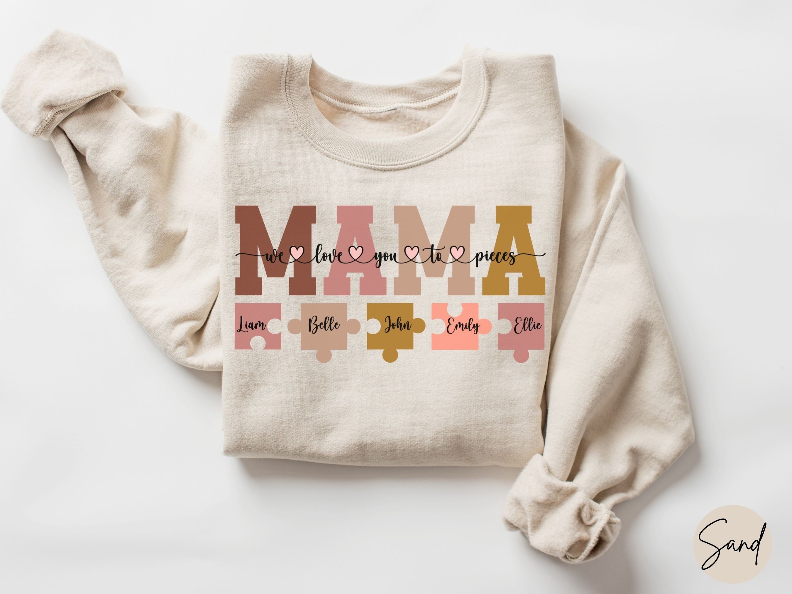 personalized mama sweatshirt with kids names puzzle pieces custom mom shirt for mothers day and mommy birthday bihhr scaled