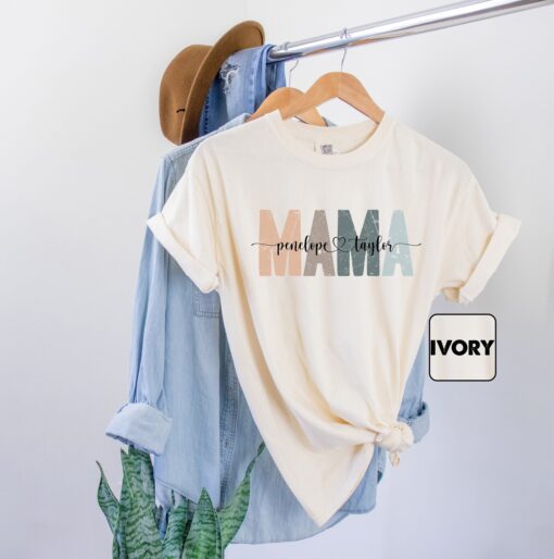 personalized mama t shirt with kids names custom mom life tee retro design for mothers day gifts vpdh5 scaled