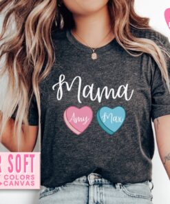 personalized mama valentines day shirt with kids names cute pink mom life tee for mothers day and valentines day mjnon