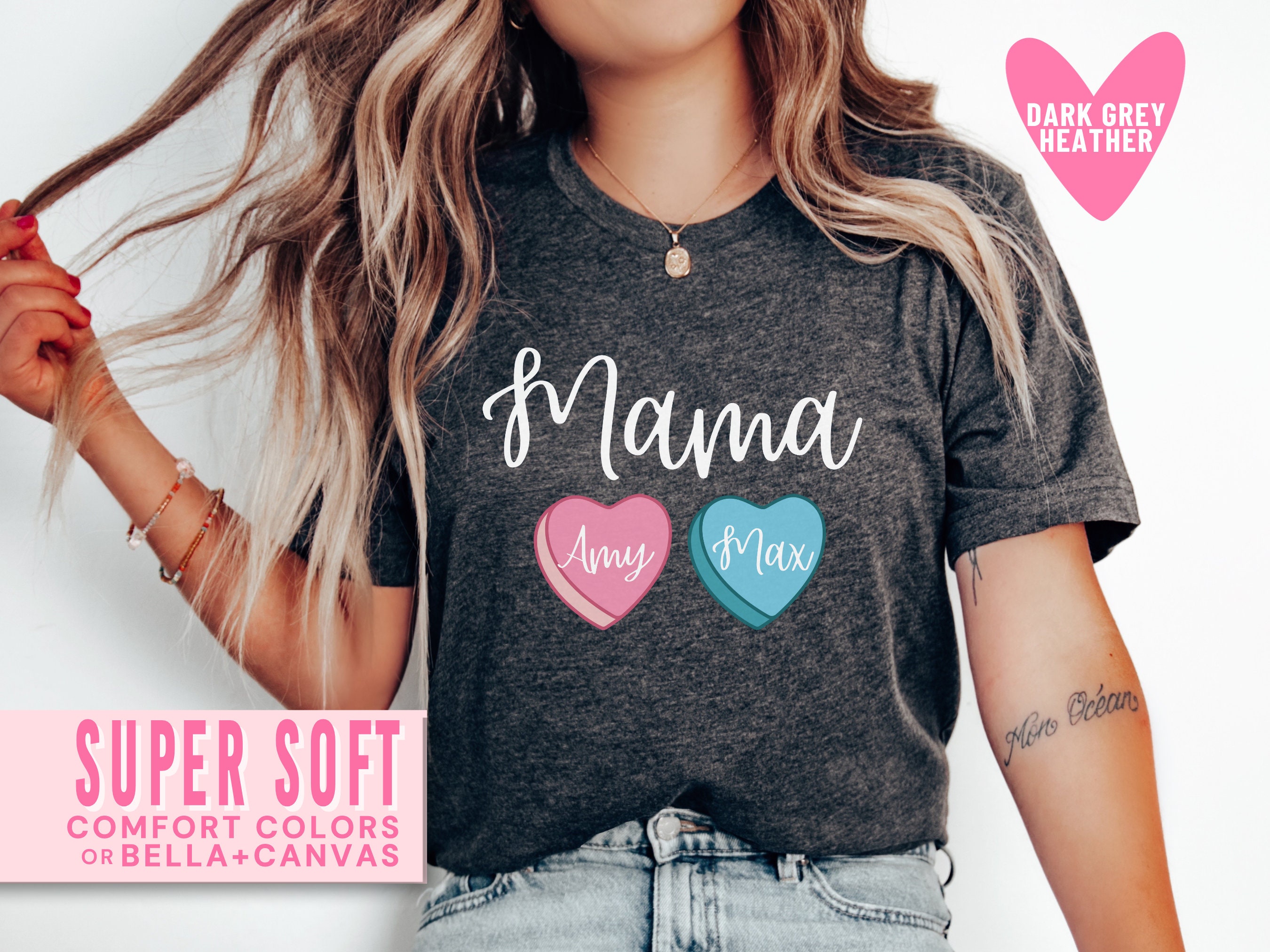 personalized mama valentines day shirt with kids names cute pink mom life tee for mothers day and valentines day mjnon scaled