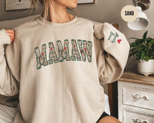 personalized mamaw sweatshirt with kid name floral crewneck custom grandma christmas sweater for unique gifts kv1er