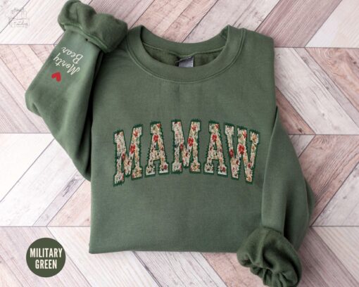 personalized mamaw sweatshirt with kid name floral crewneck custom grandma christmas sweater for unique gifts